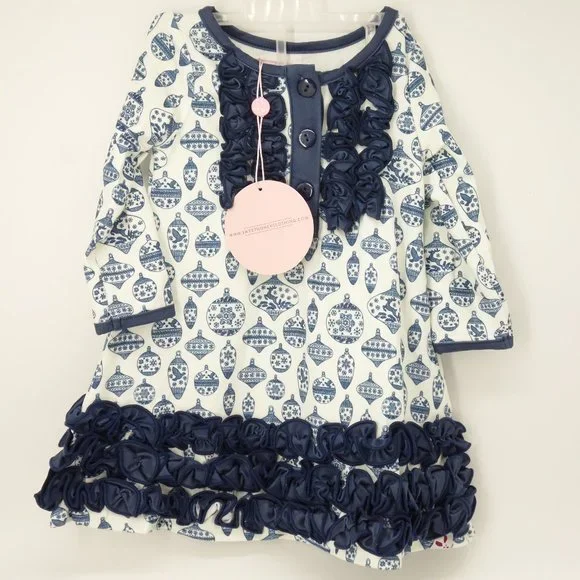 SweetHoney | Matching Sets | Nwt Sweet Honey Christmas Dress Outfit 2 Month  Girl Navy White Ruffles Bloomers | Poshmark